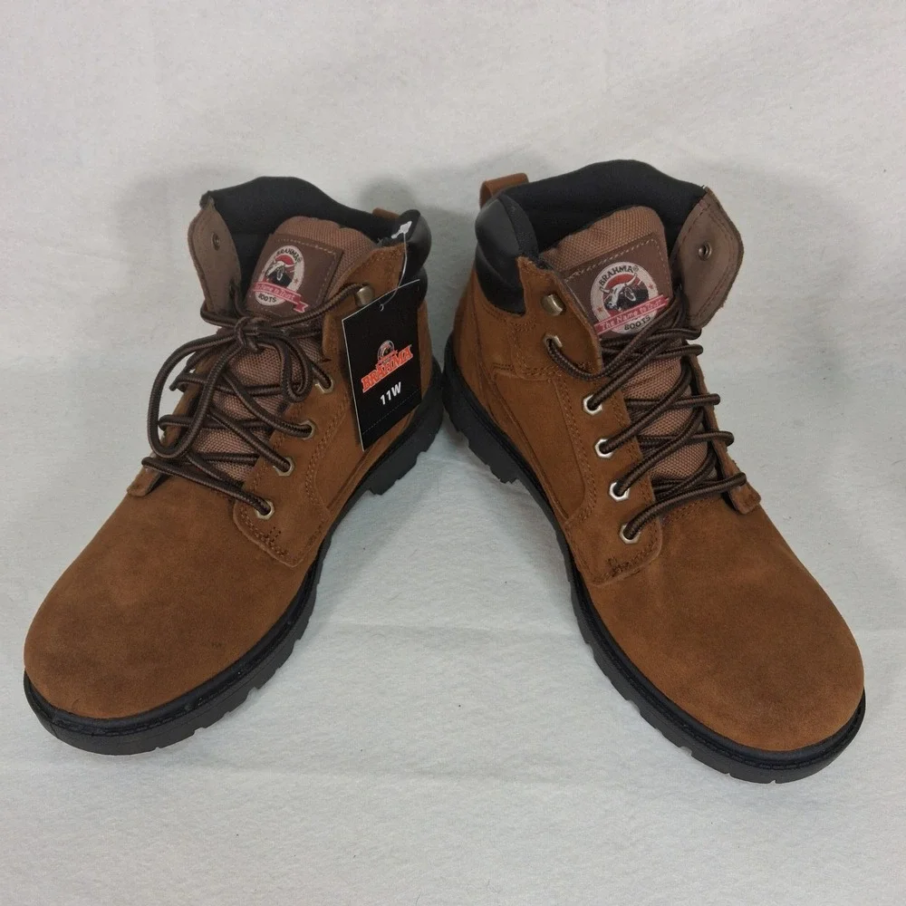 Brahma Bravo Work Boots Men 11W Brown Waterproof Suede Oil Resistant MNBR0544411